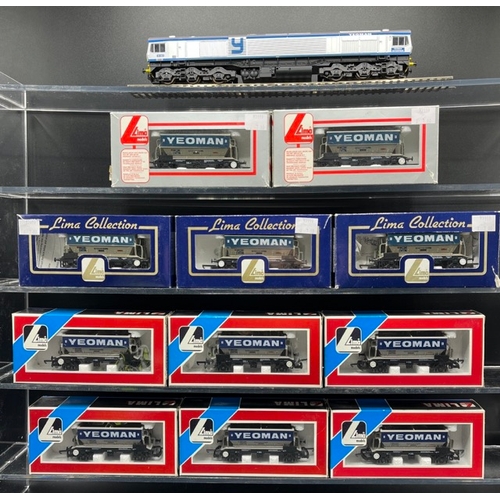 150 - Lima L204804 Class 59 59002 'Yeoman Enterprise' in Foster Yeoman silver and blue, with 11 Yeoman liv... 