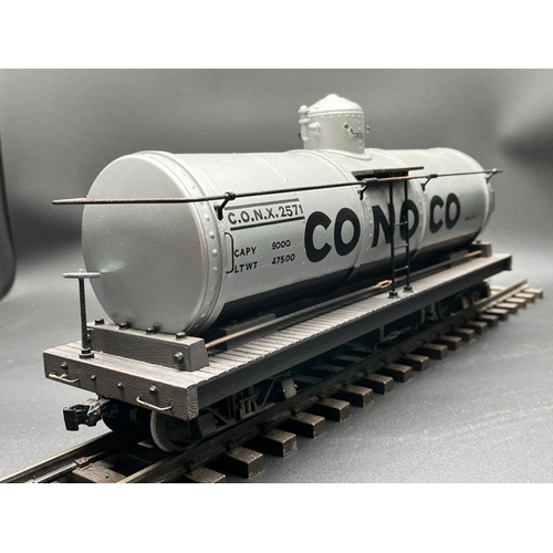 12 - Conoco Tank car/wagon G scale double bogie appearing Kit built to very good standard
(700g)
Nice det... 