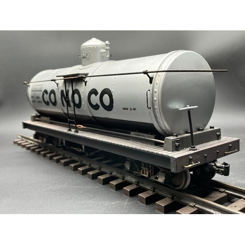 12 - Conoco Tank car/wagon G scale double bogie appearing Kit built to very good standard
(700g)
Nice det... 