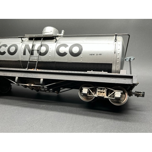 12 - Conoco Tank car/wagon G scale double bogie appearing Kit built to very good standard
(700g)
Nice det... 