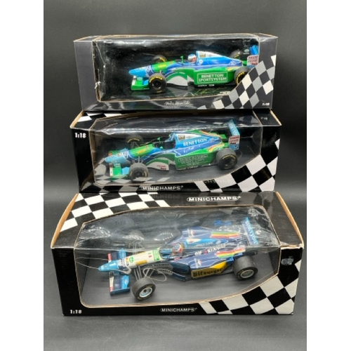 295 - Three Minichamps (Paul's Model Art) Benetton F1 Racing Cars 1/18 scale
(2500g)
Benetton Ford B194 GP... 