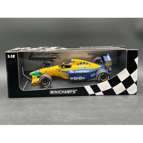 296 - Three Minichamps (Paul's Model Art) Schumacher F1 Racing Cars 1/18 scale
(2500g)
Jordan Ford 191 Bel... 