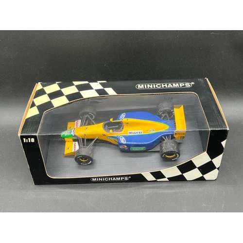 296 - Three Minichamps (Paul's Model Art) Schumacher F1 Racing Cars 1/18 scale
(2500g)
Jordan Ford 191 Bel... 