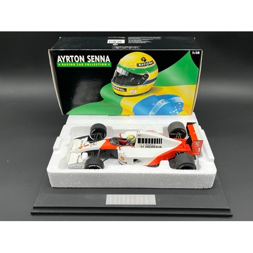 299 - LANG McLaren MP 4/6 Ayrton Senna 1/18 scale in box with display stand
(1100g)
