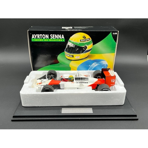 300 - LANG McLaren MP 4/4 Ayrton Senna 1/18 scale in box with display stand
(1100g)
