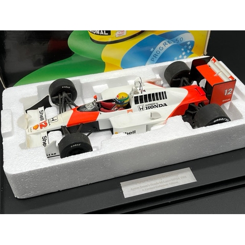 300 - LANG McLaren MP 4/4 Ayrton Senna 1/18 scale in box with display stand
(1100g)
