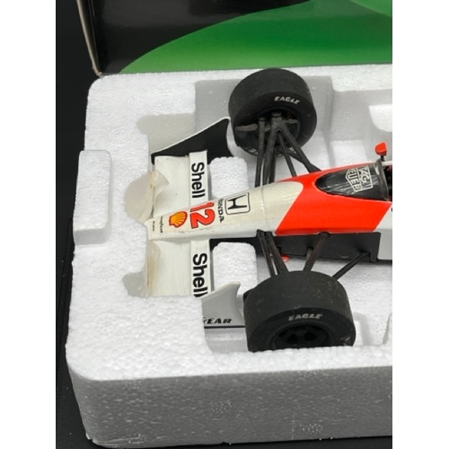 300 - LANG McLaren MP 4/4 Ayrton Senna 1/18 scale in box with display stand
(1100g)
