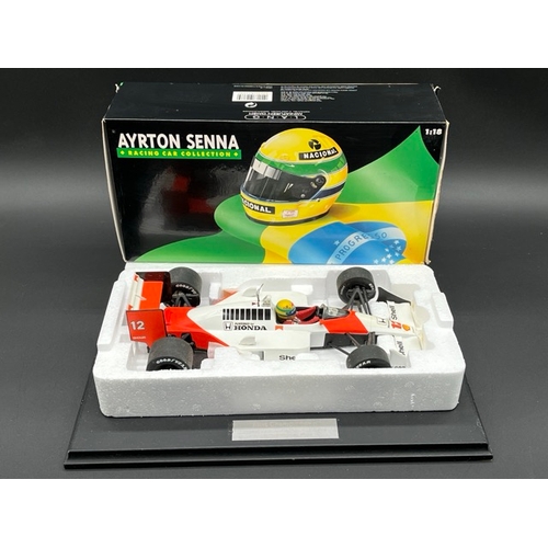 300 - LANG McLaren MP 4/4 Ayrton Senna 1/18 scale in box with display stand
(1100g)
