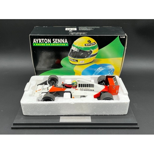 301 - LANG McLaren MP 4/5 Ayrton Senna 1/18 scale in box with display stand
(1100g)
