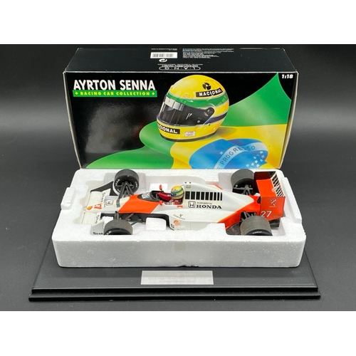 302 - LANG McLaren MP 4/5B Ayrton Senna 1/18 scale in box with display stand
(1100g)
