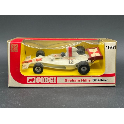 263 - Six Corgi and a Dinky F1 boxed racing cars with
(2300g)
two Universal F1 cars, four Shell Sports Car... 