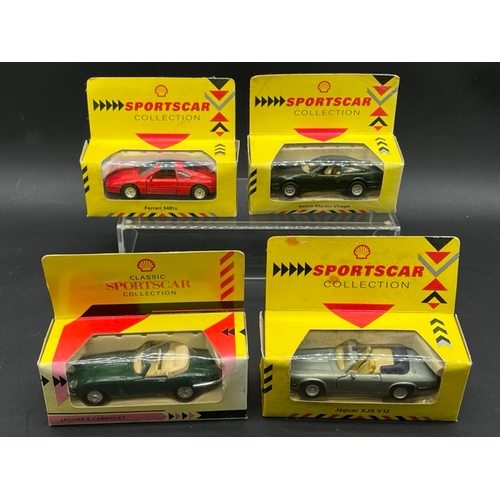 263 - Six Corgi and a Dinky F1 boxed racing cars with
(2300g)
two Universal F1 cars, four Shell Sports Car... 