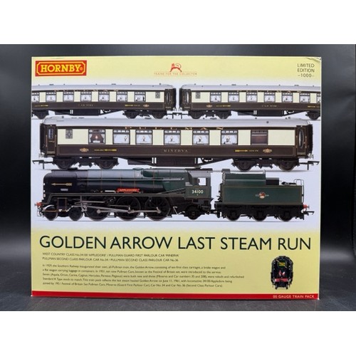 186 - Hornby R3400 Golden Arrow Last Steam Run Train Pack with Rebuilt 'West Country' 4-6-2 34100 