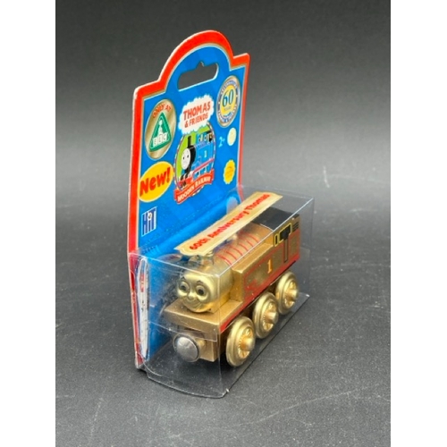 107 - Limited Edition Golden Thomas celebrating 60 years of Thomas and Friends, Push-along Thomas Wooden R... 