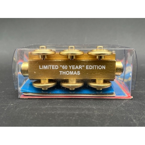 107 - Limited Edition Golden Thomas celebrating 60 years of Thomas and Friends, Push-along Thomas Wooden R... 