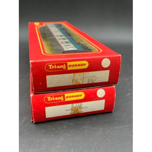 104 - 13 Boxed Triang Rolling stock with 3 OO Graham Farish packaged Brown/Cream coaches, plus others
(380... 