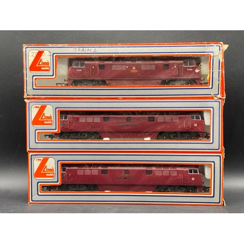 350 - 3 Maroon livery Lima Diesel Locomotives - 2 Tested Runners
(1400g)
Lima L205128 Class 42 Warship D83... 