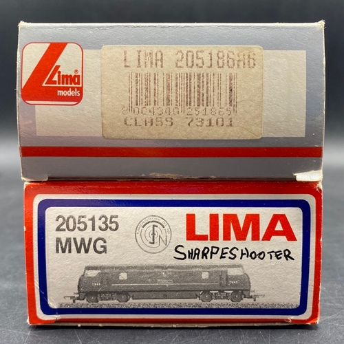 355 - 2 Boxed Lima Diesel Locomotives - Tested Runners
(900g)
Lima 205186A6 Class 73 73101 Pullman The Roy... 