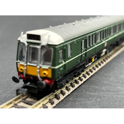 49 - N gauge Dapol 2D-009-000D Class 121 'Bubble Car' W55022 in BR green with small yellow warning panel ... 