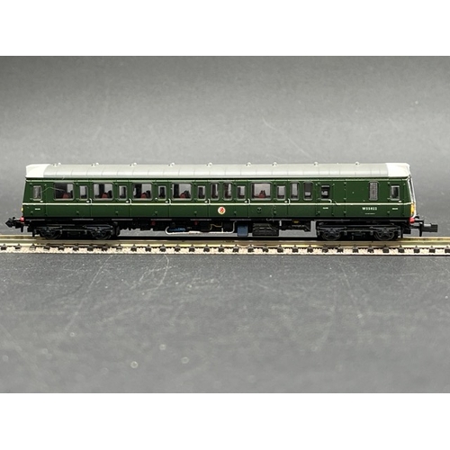 49 - N gauge Dapol 2D-009-000D Class 121 'Bubble Car' W55022 in BR green with small yellow warning panel ... 