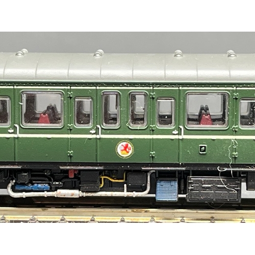 49 - N gauge Dapol 2D-009-000D Class 121 'Bubble Car' W55022 in BR green with small yellow warning panel ... 