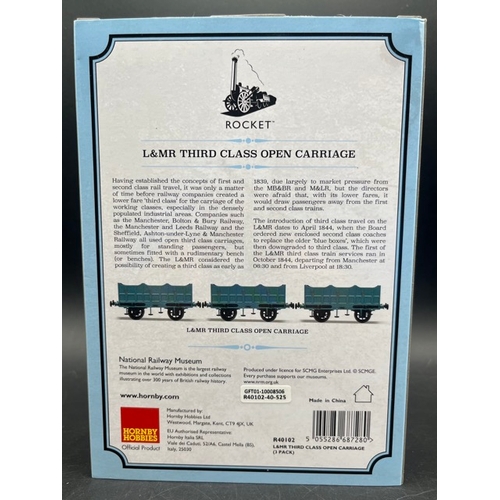 386 - Three 'As New' Boxes containing 7 Hornby Liverpool and Manchester Railway wagons
(400g)
Hornby R6001... 