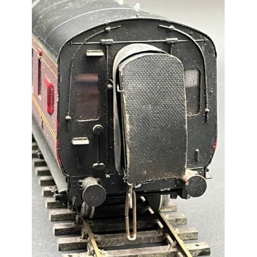 74 - An Edward Exley & Co. O Gauge LMS eight wheel Brake/Passenger coach, LMS  Maroon with black roof, Th... 