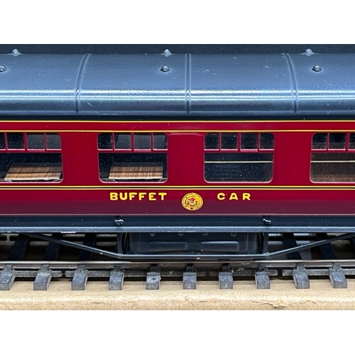 76 - An Edward Exley & Co. O Gauge LMS eight wheel Buffet car, LMS Maroon with black roof, No.277, Boxed,... 