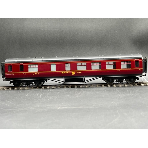 76 - An Edward Exley & Co. O Gauge LMS eight wheel Buffet car, LMS Maroon with black roof, No.277, Boxed,... 