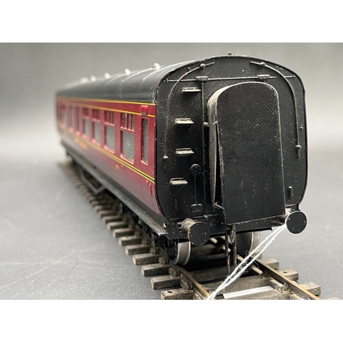 76 - An Edward Exley & Co. O Gauge LMS eight wheel Buffet car, LMS Maroon with black roof, No.277, Boxed,... 