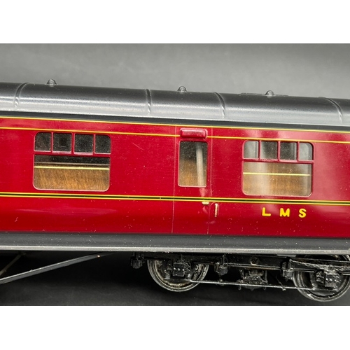 76 - An Edward Exley & Co. O Gauge LMS eight wheel Buffet car, LMS Maroon with black roof, No.277, Boxed,... 