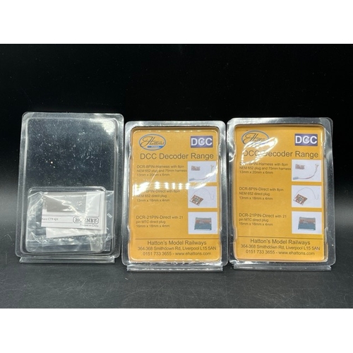 179 - Three 8-pin DCC decoders, two Hattons and other believed to be Hornby 
(100g)
Hattons DCR-8PIN-Harne... 