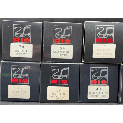 60 - 10 Rio 1:43 Bugatti model cars in F/G condition each in F/G box
(2200g)
Includes:-
SL009 Bugatti 57 ... 