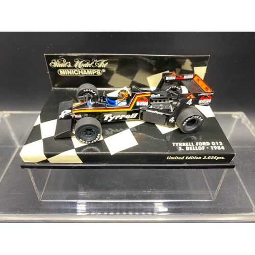 7 - 6 Paul’s Model Art MINICHAMPS racing cars (1:43 scale) (700g)
Includes:
Tyrrell Ford 012 - M. Brundl... 
