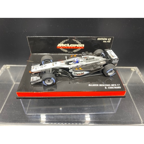 13 - 6 Paul’s Model Art MINICHAMPS (3) and McLaren Collection (3) racing cars (1:43 scale) (700g)
Include... 