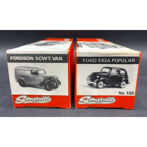 39 - Two 1:43 Somerville Models Fordson 5CWT Van (India Tyres) and No.103 Ford E93A Popular Blue
Both in ... 