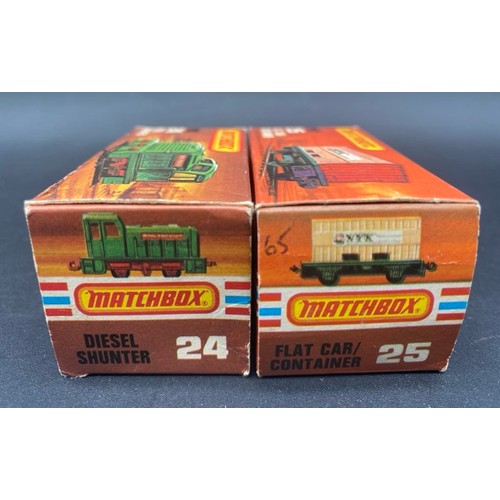 Matchbox 24 Diesel Shunter Yellow livery (F) and Matchbox 25 Flat car ...
