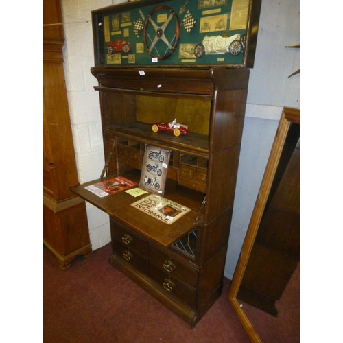 183 - STACKING BOOKCASE WITH DROP DOWN BUREAU