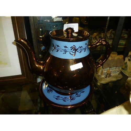 269 - GIBSONS COPPER LUSTRE VICTORIAN TEAPOT AND STAND