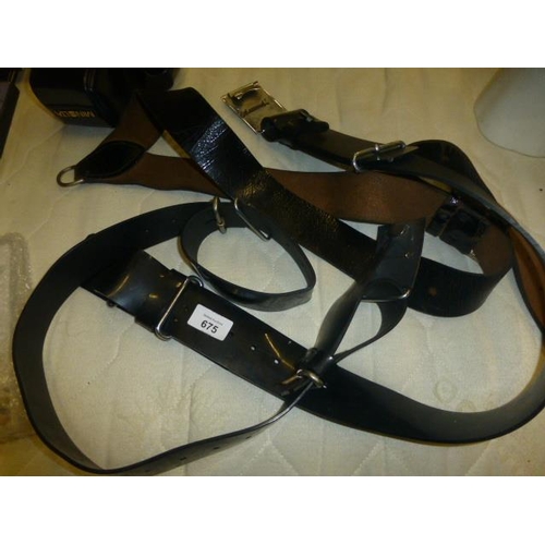 675 - 2 ARMY BELTS AND DRUM HOLDER