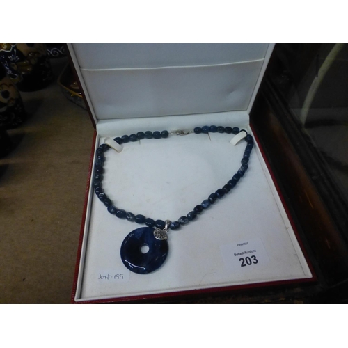 203 - SILVER AND BLUE STONE NECKLACE