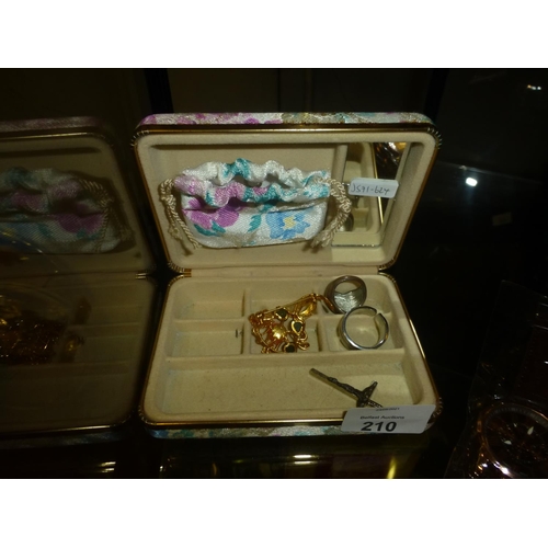 210 - JEWELLERY BOX AND CONTENTS