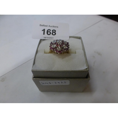 168 - 9 CT RUBY AND DIAMOND RING (T)
