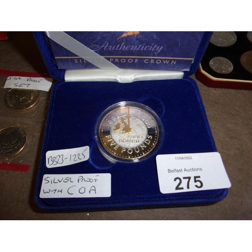 275 - SILVER PROOF MILLINIUM £5 COIN WITH COA