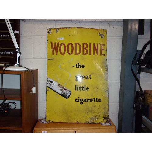 63 - ORIGINAL ENAMEL WOODBINE SIGN 36 X 24 INCH