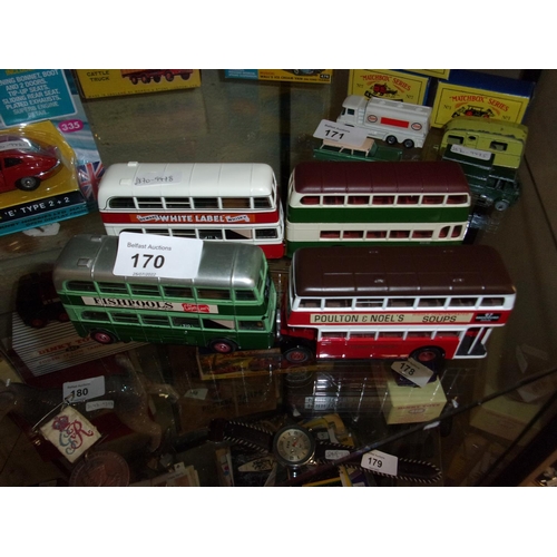 170 - 4 CORGI DOUBLE DECKER BUSES