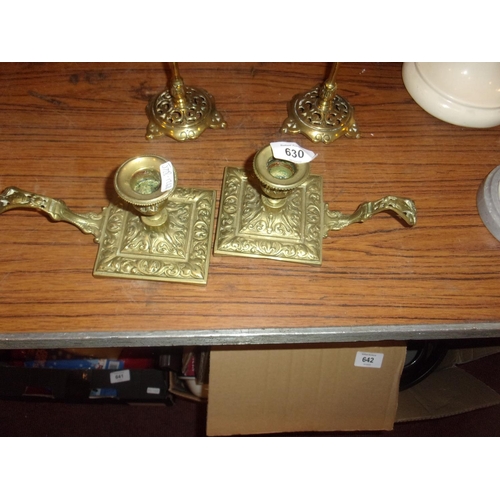 630 - PAIR OF BRASS CANDLESTICKS