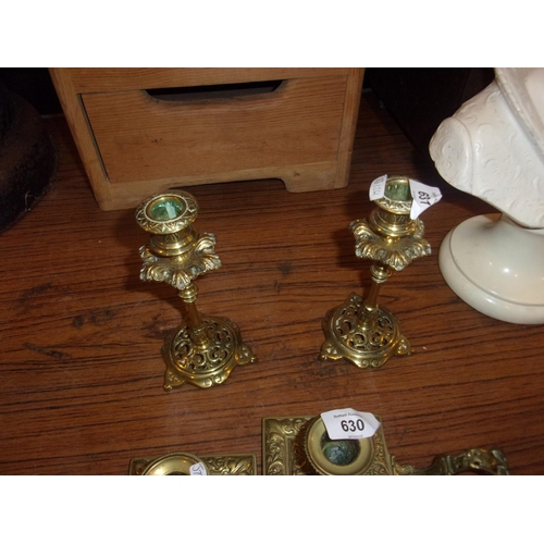 631 - PAIR OF BRASS CANDLESTICKS