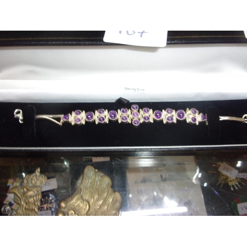 167 - AMETHYST AND SILVER BRACLET