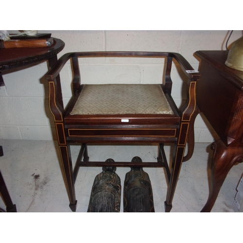 284 - FINE QUALITY INLAID EDWARDIAN PIANO SEAT